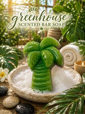 NEW Hand Crafted “Greenhouse” Scented Bar Soap With Aloe Vera & Coconut Shells